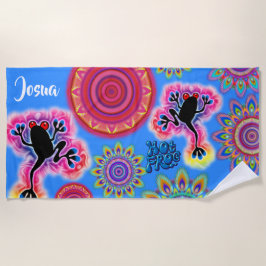 Azul quente psicadélico do surf do sapo de toalha