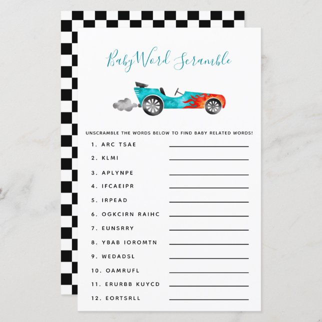 Azul Race Carro Bebê Jogo (Frente/Verso)