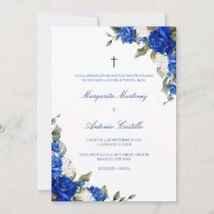 Azul Real Convite de Casamento Cristão Casamento