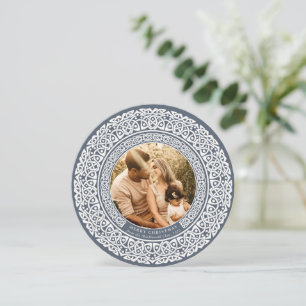 Azul redondo + Cartão com fotos de férias branco i