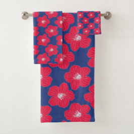 Azul Romântico, Toalha Floral Vermelha Chic