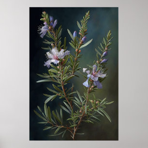 Azul Rosemary Flowers Art Impressão