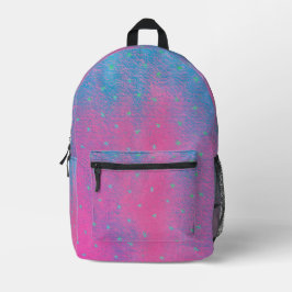Azul se mistura a rosa e estrelas verdes, mochilas