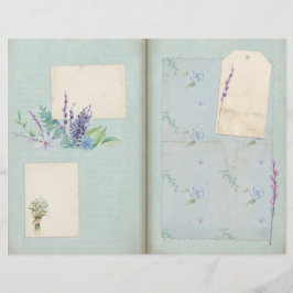 Azul Shabby Floral Collage Papel Scrapbook
