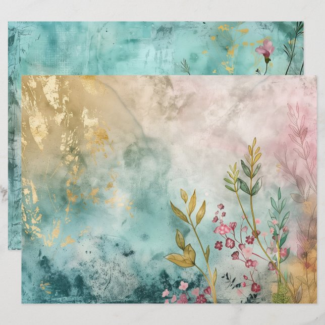 Azul Teal Aquamarine Sea Sea Ocean Scrapbook Paper (Frente/Verso)