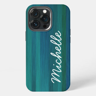 Azul Teal Verde & Branco Nome Cursivo Personalizad