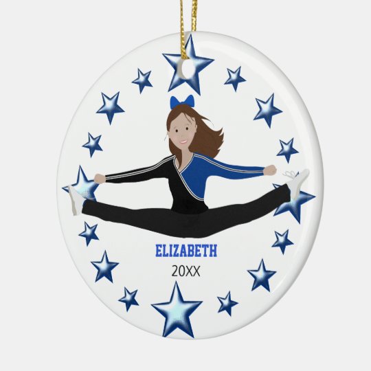 Azul triguenho do elogio da dança e preto escuros ornamento de cerâmica