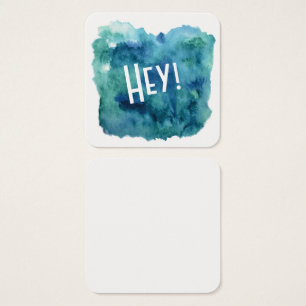 Azul, verde, aguarela da cerceta com "Hey!" Notas
