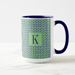 AZUL VERDE MALHA Caneca Alta Combo Navy + Inicial
