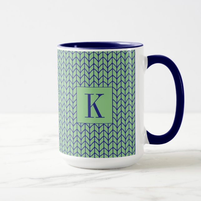 AZUL VERDE MALHA Caneca Alta Combo Navy + Inicial (Direita)