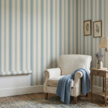 Azul Vintage e Listras Creme País Francês 