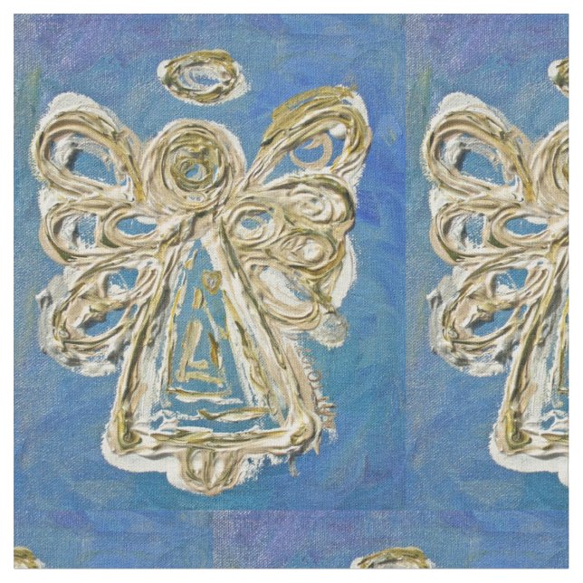 Azul White Guardian Angel Art Material de Tecido (Detalhe)