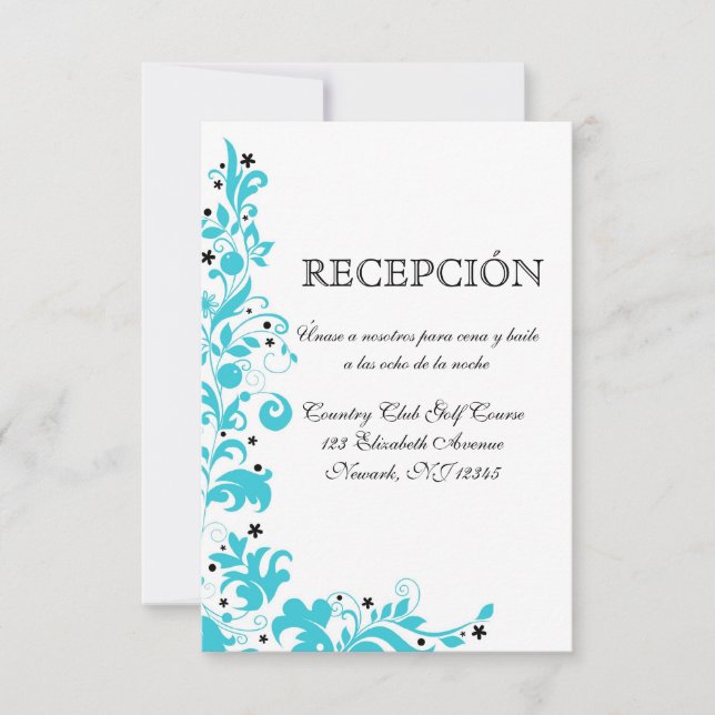 Azul Y Blanco Tarjeta de Recepção (Frente)