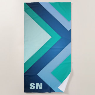 Azul Zig Zag Stripes Beach Toalha