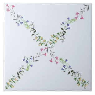 Azulejo 6x6 da estrutura do Wildflower do azul de