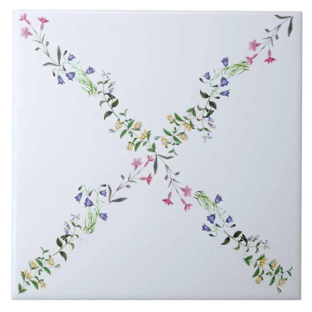 Azulejo 6x6 da estrutura do Wildflower do azul de (Frente)