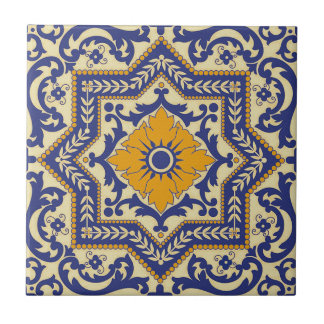 Azulejo alaranjado azul do estilo cerâmico de