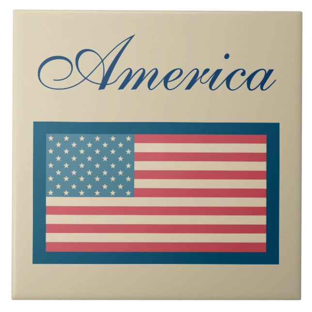 Azulejo American Flag Trivet (Frente)