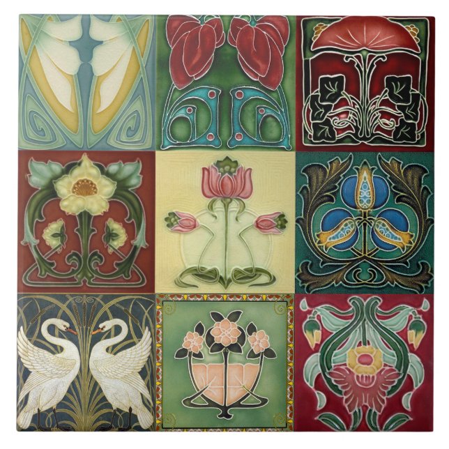 Azulejo art nouveau estilo lareira decorativa (Frente)