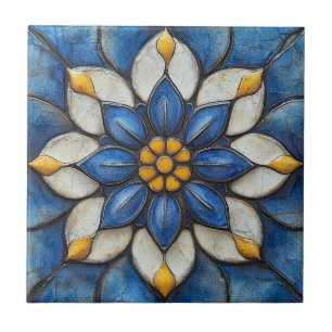 Azulejo Azul Azul Branco e Amarelo