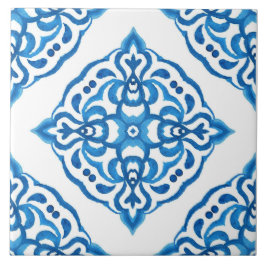 Azulejo Azul-Branco-Damasco