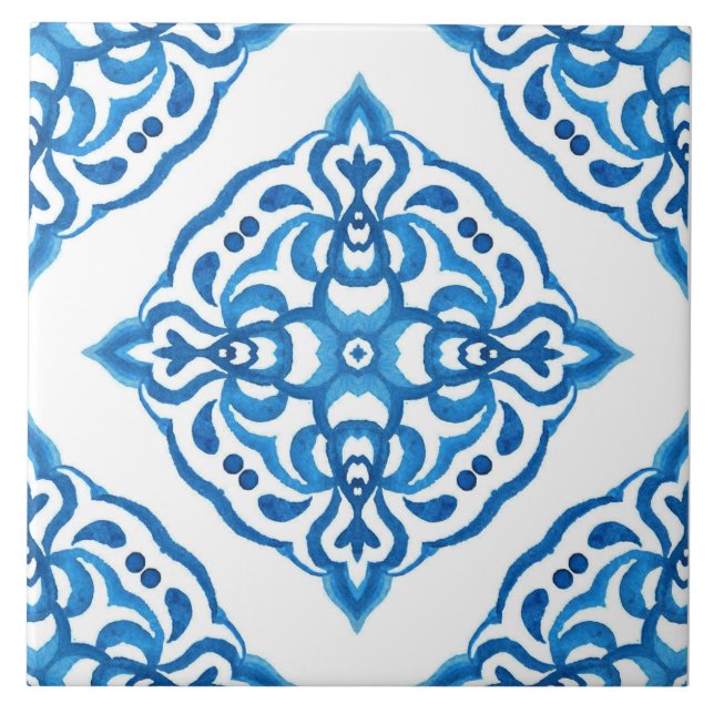 Azulejo Azul-Branco-Damasco (Frente)