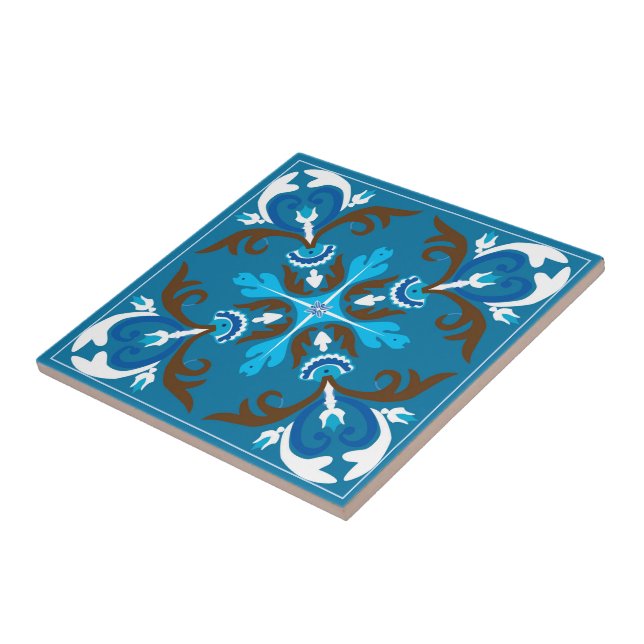 Azulejo azul, castanho e branco (Lateral)