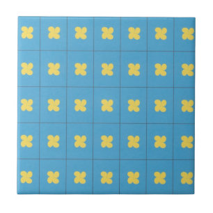 Azulejo azul e amarelo da lágrima