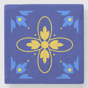 Azulejo Azul e Amarelo Porta-copos