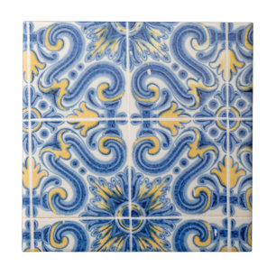 azulejo azul e amarelo, Portugal