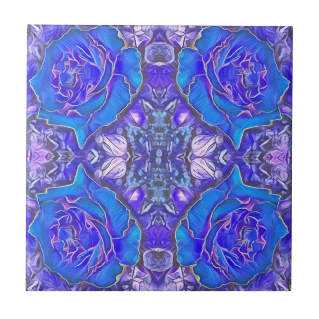 Azulejo Azul Floral Cerâmico (Frente)