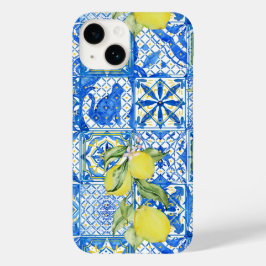 Azulejo Azul Francês Padrão de Limão Decoração de 