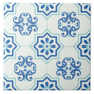 Azulejo Azul Geométrico Decorativo