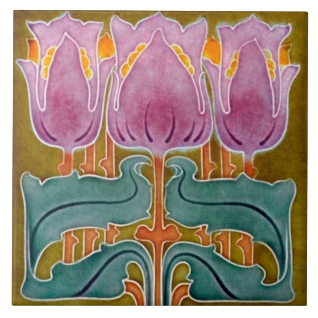 Azulejo Azulejo art nouveau estilo fogo decorativo (Frente)