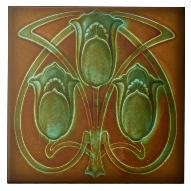 Azulejo Azulejo art nouveau estilo fogo decorativo (Frente)