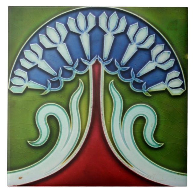 Azulejo Azulejo art nouveau estilo fogo decorativo (Frente)