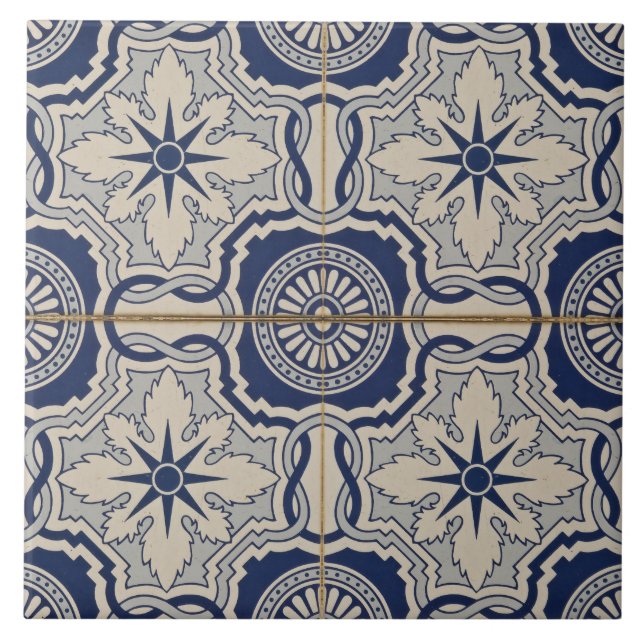 azulejo azulejos português moderno azul floral (Frente)