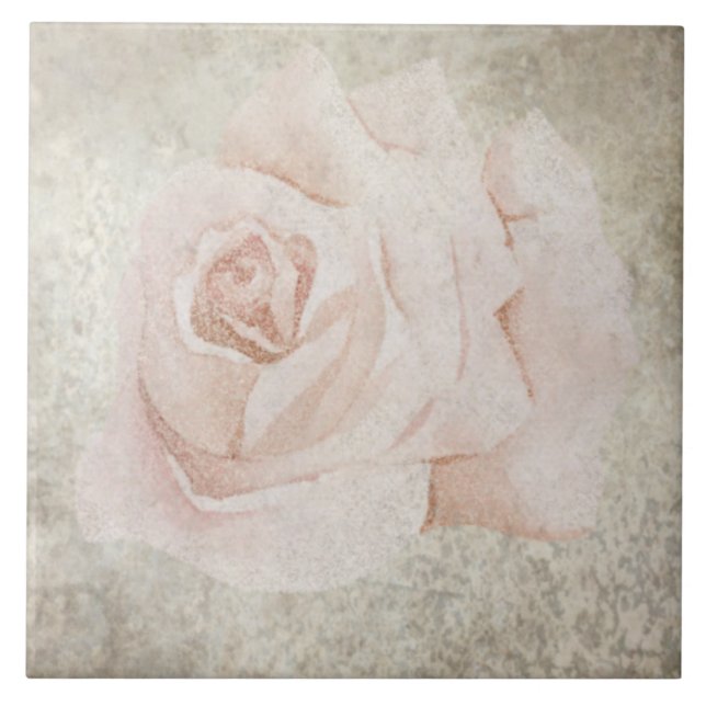 Azulejo Botânico Envelhecido - Aqua e Osso V7 (Frente)