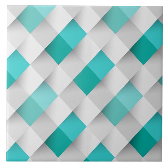 Azulejo branco e azul do teste padrão de mosaico (Frente)