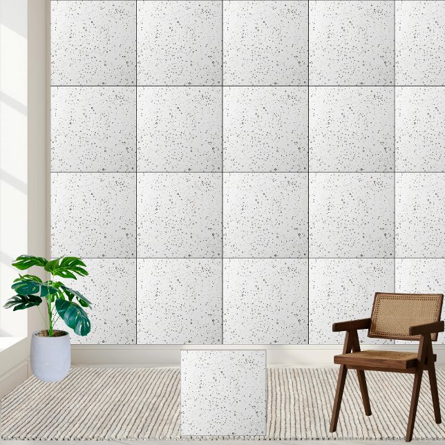 Azulejo branco moderno preto e branco Dourado (Modern White Black and Gold Speckled Tile)