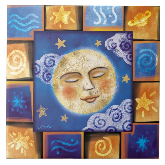 Azulejo Celestial de Lua Cerâmica (Frente)