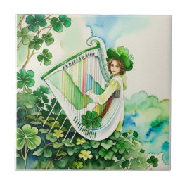 Azulejo Celtic Irish Harp Art