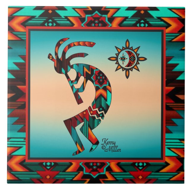 Azulejo CERAMIC do Sudoeste de Kokopelli (Frente)