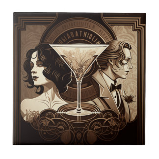 Azulejo Cerâmico Art Deco 4,25" x 4,25'' Brown 20s