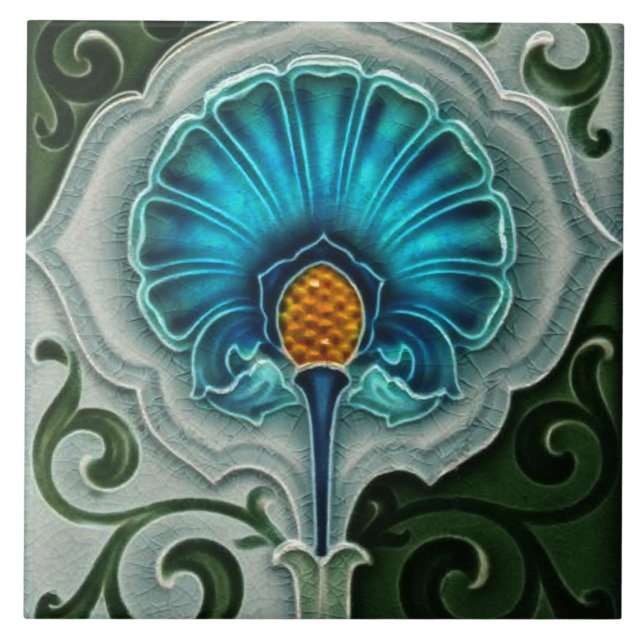 Azulejo cerâmico - Art Nouveau Blue Green - Amarel (Frente)