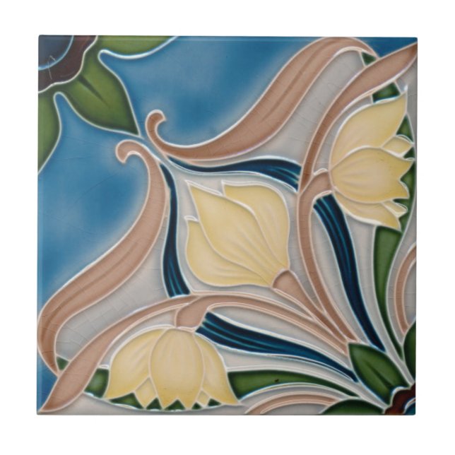 Azulejo cerâmico - Art Nouveau Cream Tulipes (Frente)