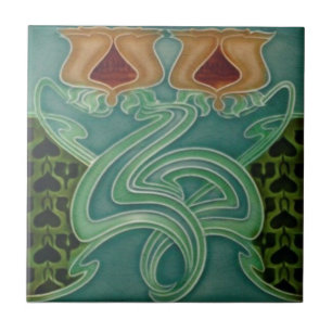 Azulejo cerâmico - Arte Floral Amarela Nouveau