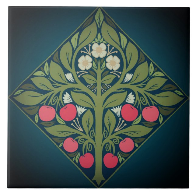 Azulejo cerâmico - Árvore Fruta brilhante (Frente)