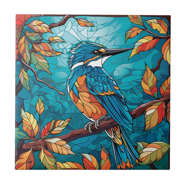 Azulejo Cerâmico Autumn Kingfisher (Frente)