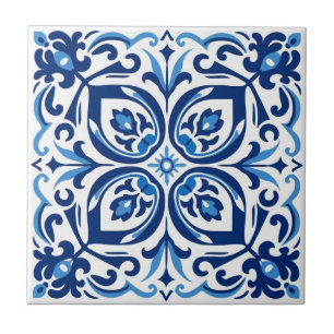Azulejo cerâmico - Azulejo Floral Azulejo Azul/Bra